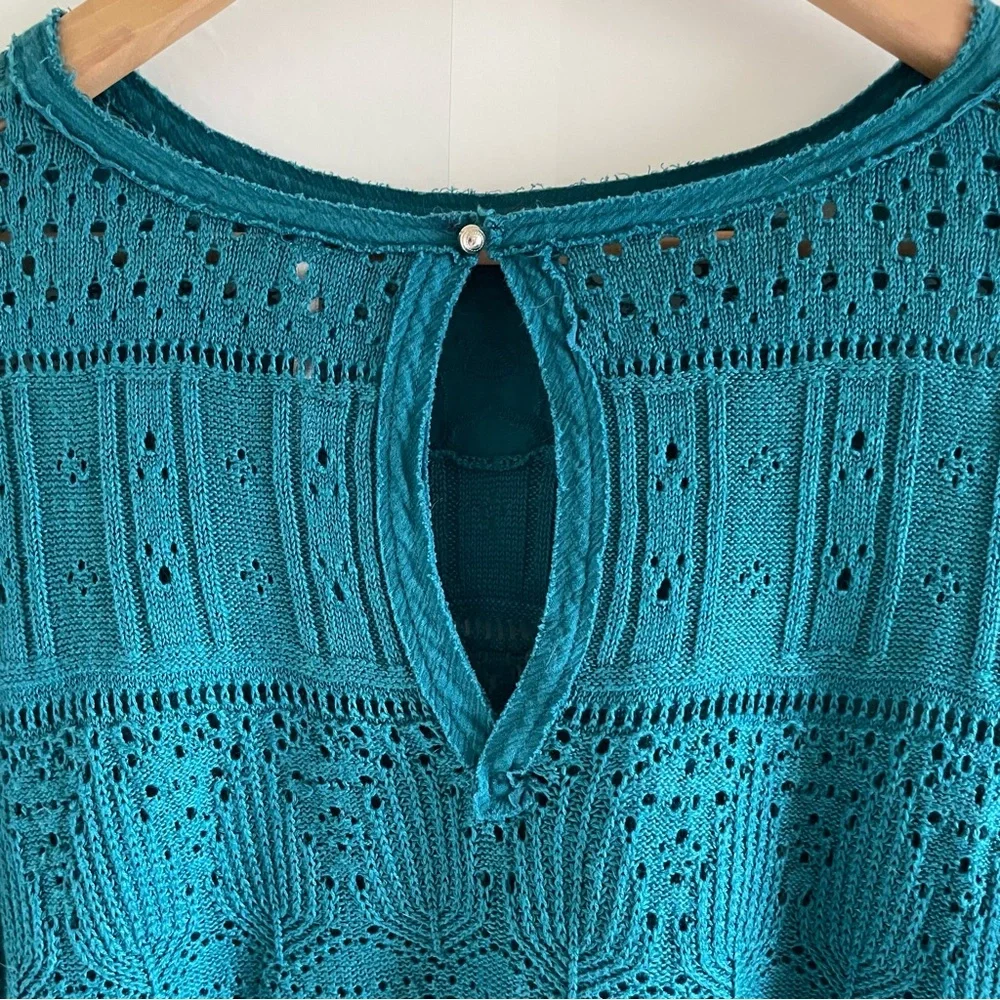 Free People Once Upon. Time Knit Bell Teal Top Size S